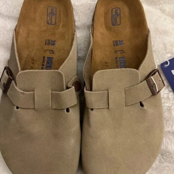 New Birkenstock Boston Taupe suede clog sandal - Picture 7 of 8